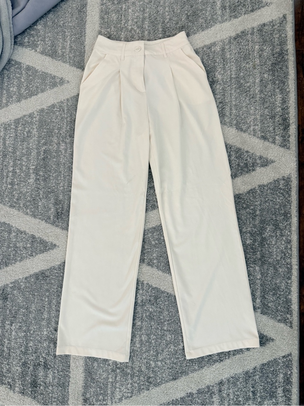 wild fable Cream High-Rise Wide-Leg Trousers